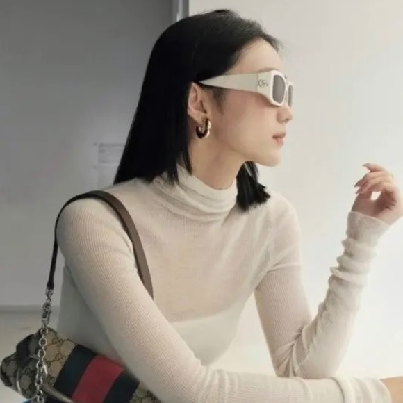 NEW GG1403SK 004 GUCCI BEIGE BROWN SQUARE WOMEN GUCCI SUNGLASSES - Picture 3 of 10